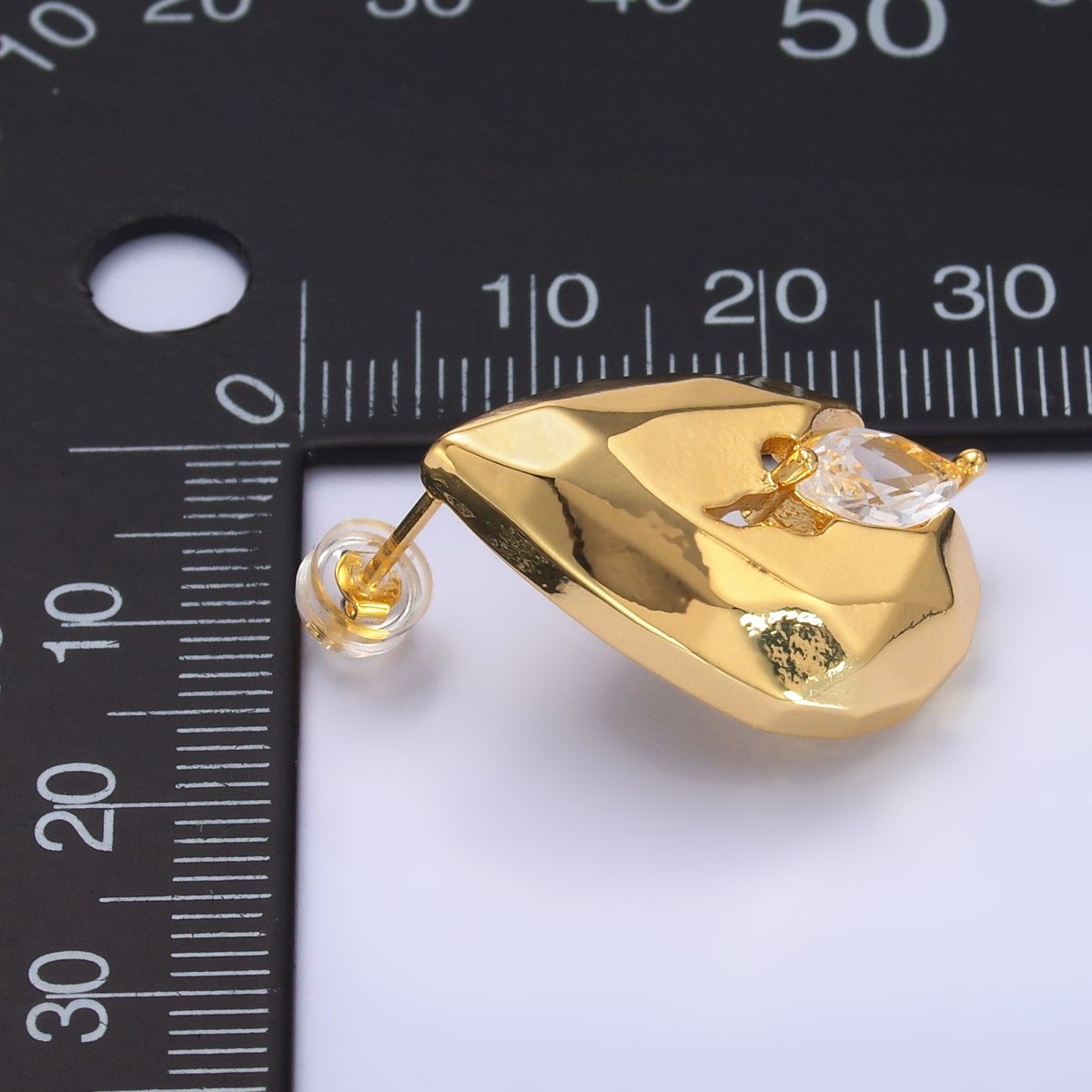24K Gold Filled 25mm Marquise CZ Geometric Teardrop Stud Earrings Set | AD240 - DLUXCA