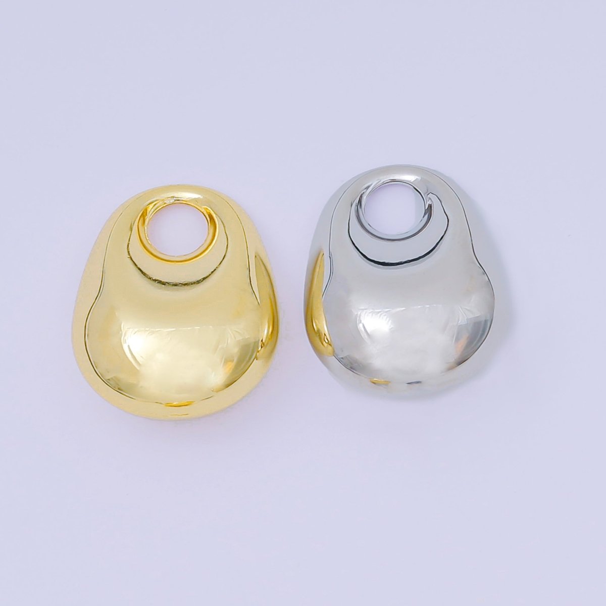 24K Gold Filled 25mm Metallic Rounded Dome Charm in Gold & Silver | AC - 1585 - DLUXCA