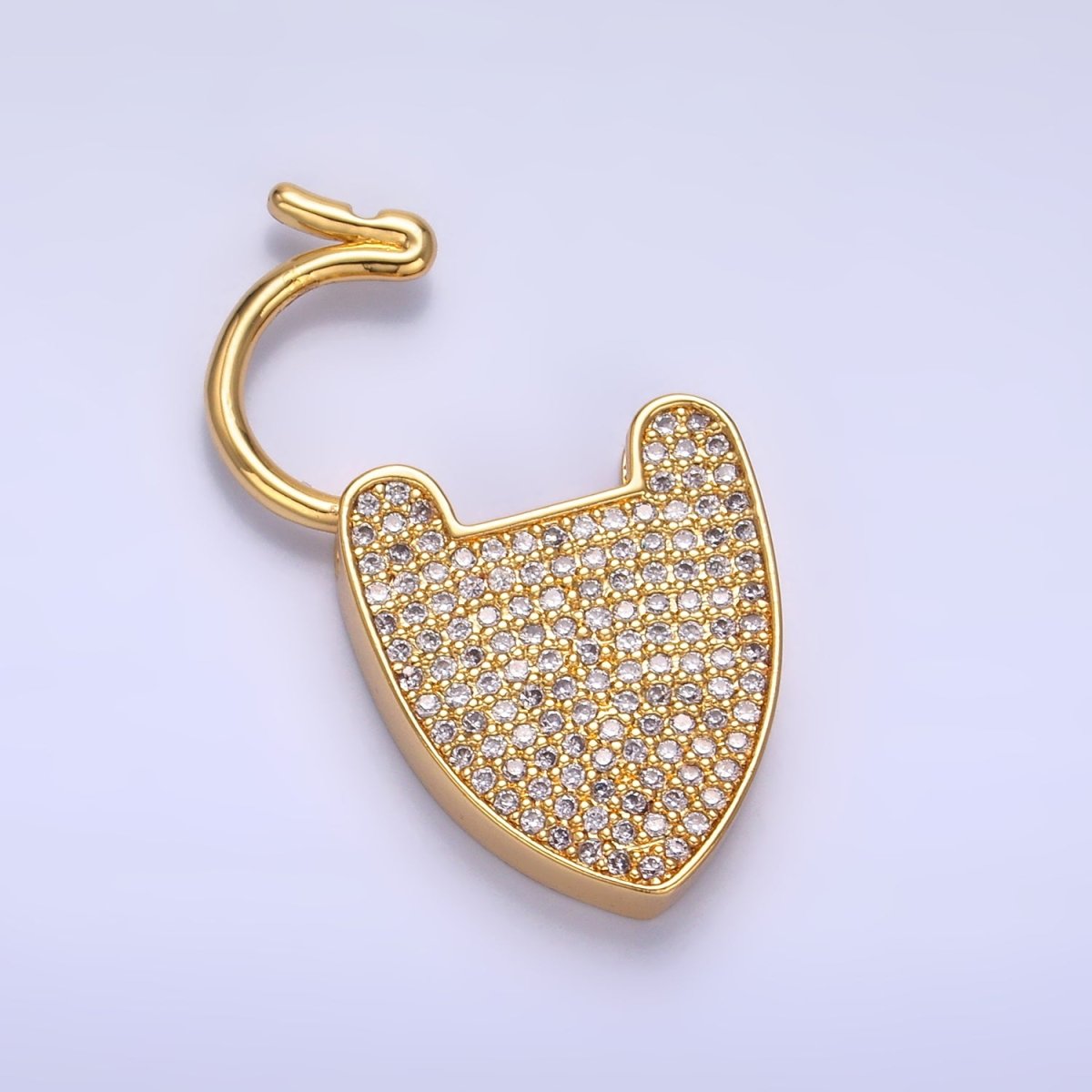 24K Gold Filled 25mm Micro Paved CZ Filigree Padlock Findings | Z1029 - DLUXCA