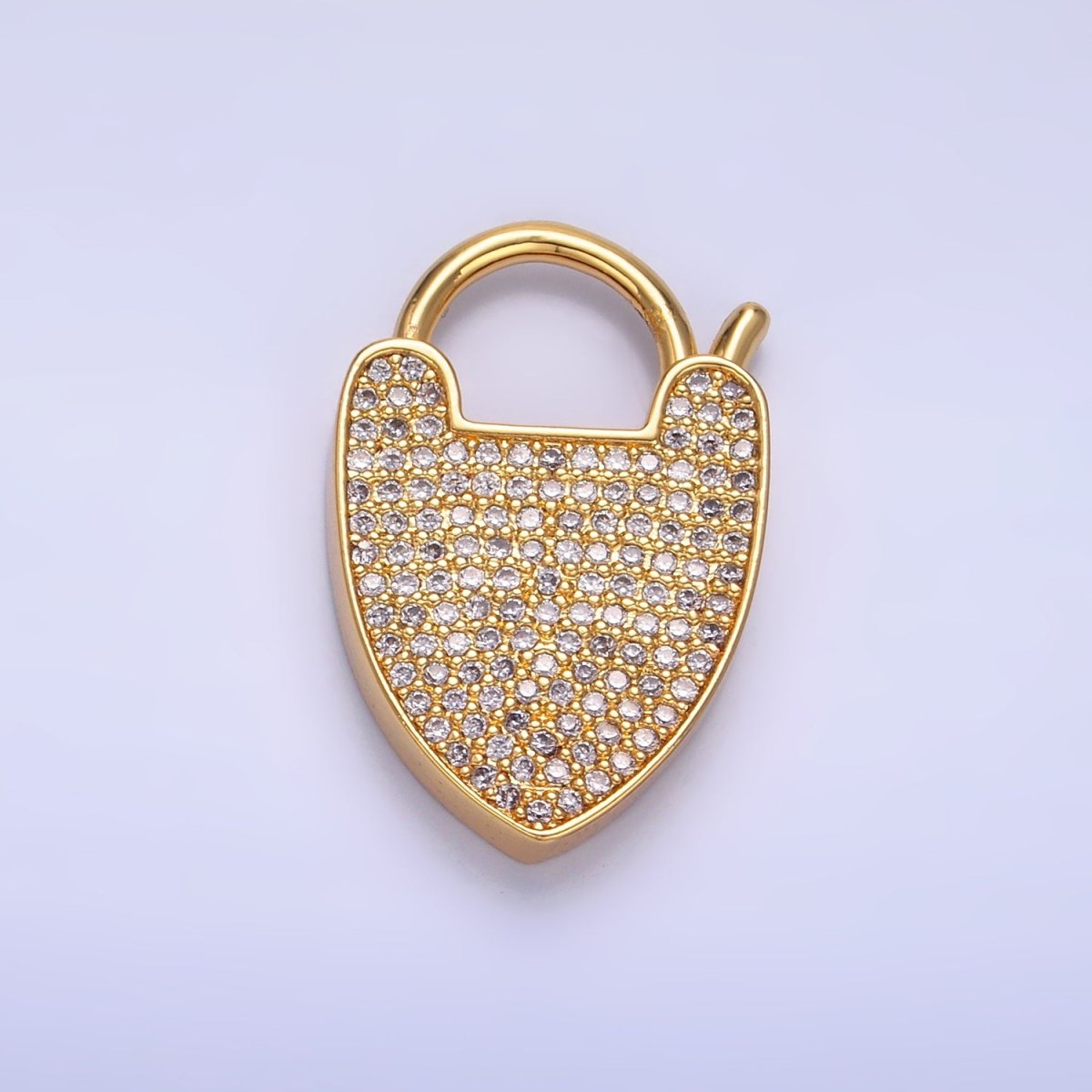 24K Gold Filled 25mm Micro Paved CZ Filigree Padlock Findings | Z1029 - DLUXCA