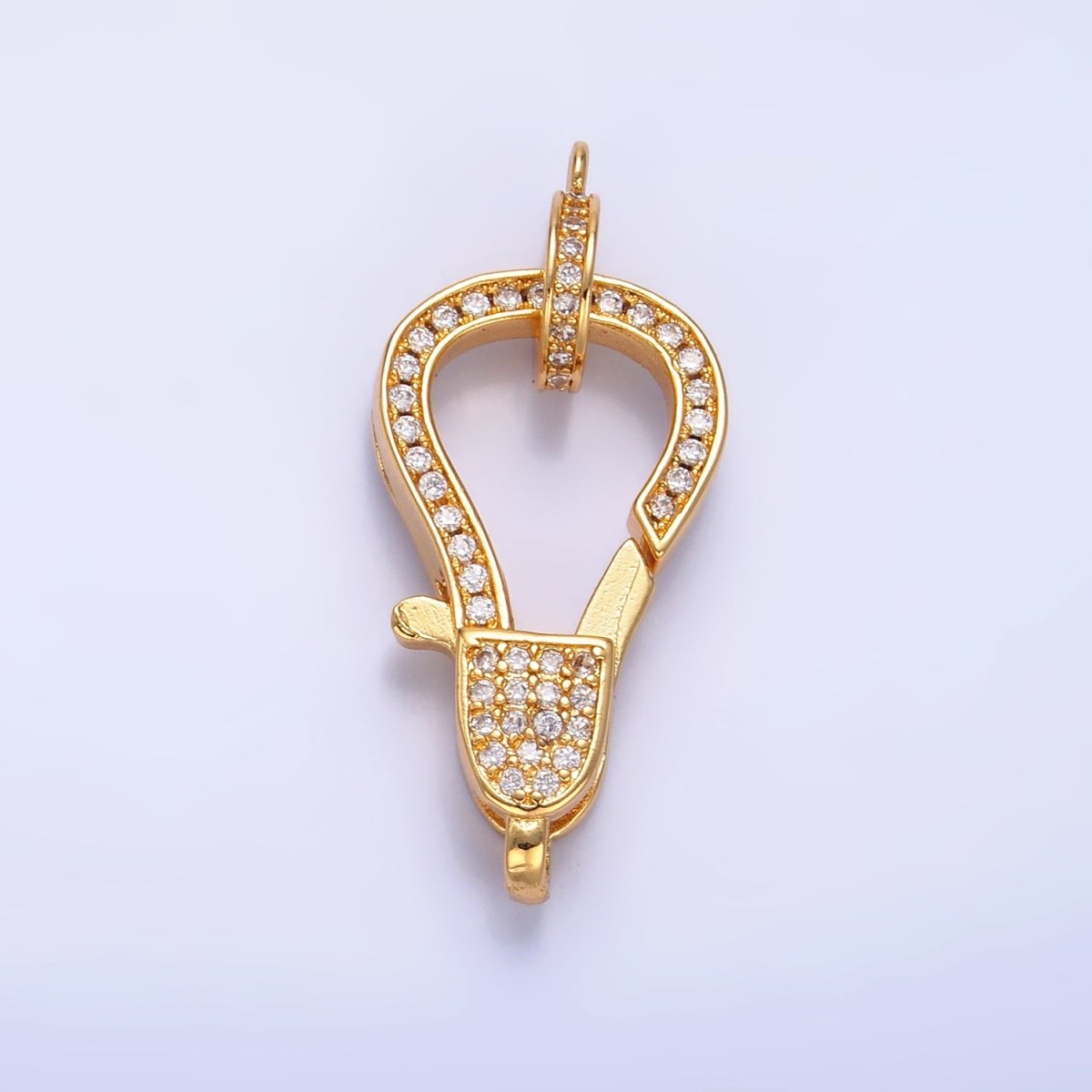 24K Gold Filled 25mm Micro Paved CZ Lobster Claw Clasps Closure Findings | Z1028 - DLUXCA