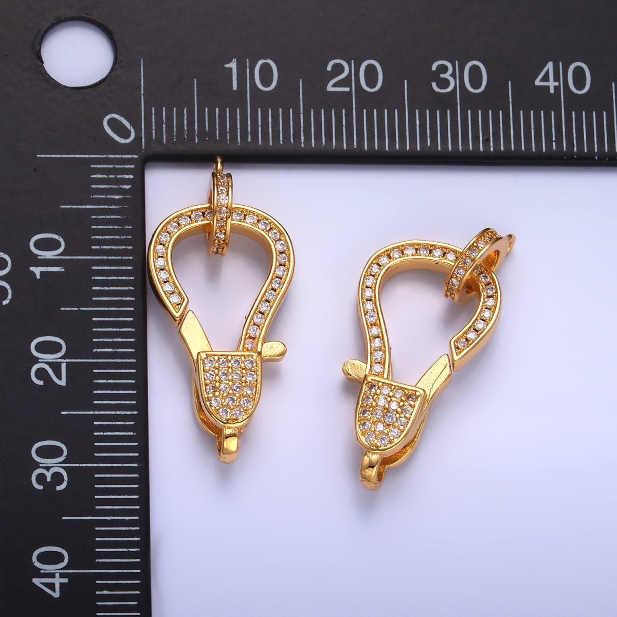 24K Gold Filled 25mm Micro Paved CZ Lobster Claw Clasps Closure Findings | Z1028 - DLUXCA