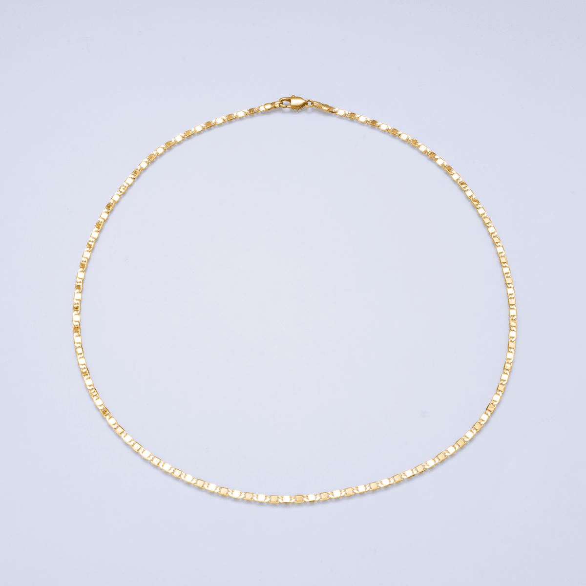 24K Gold Filled 2.5mm Minimalist Mariner Link Chain 17.7 Inch Necklace | WA-01071 - DLUXCA