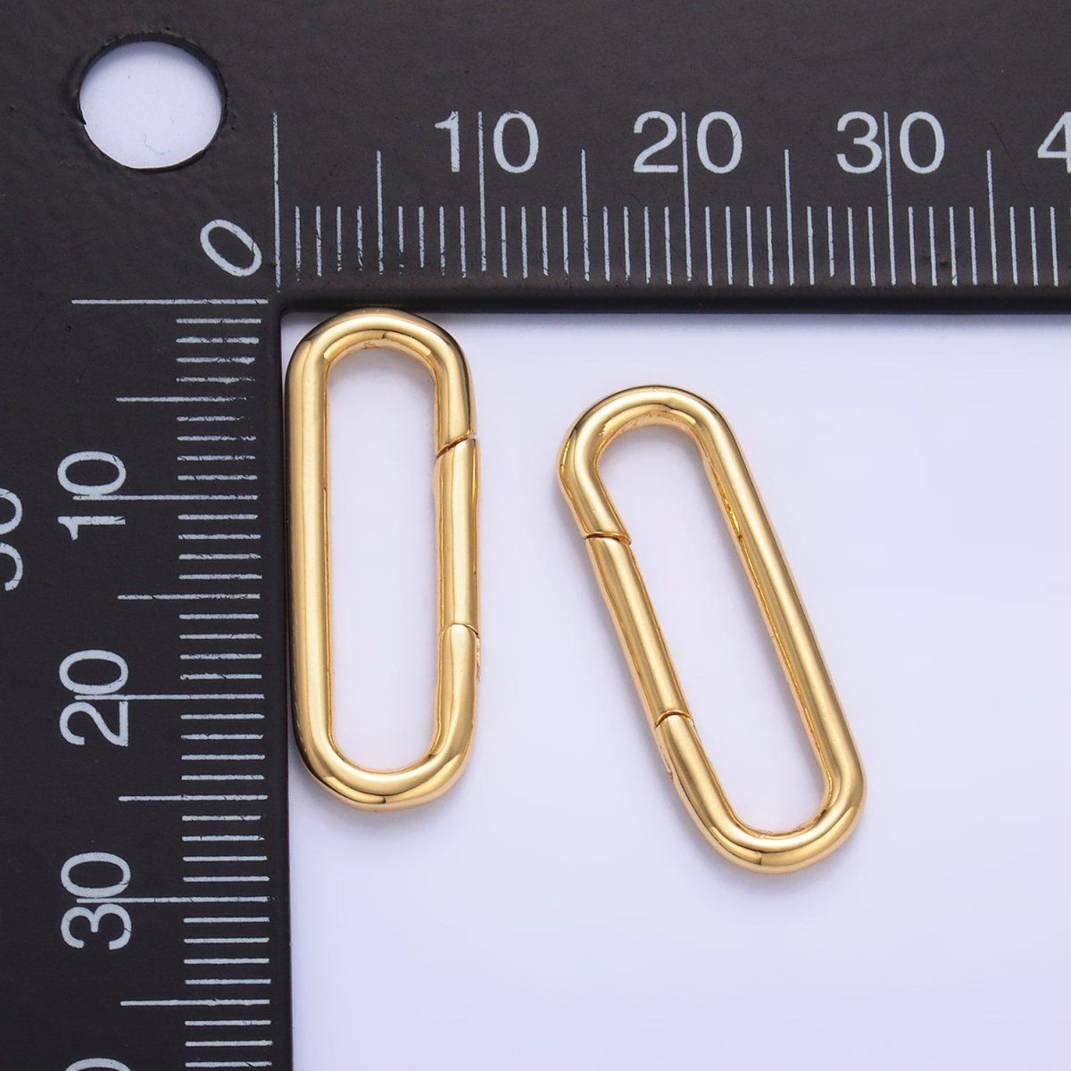 24K Gold Filled 25mm Minimalist Oblong Pull Gate Findings | Z1045 - DLUXCA