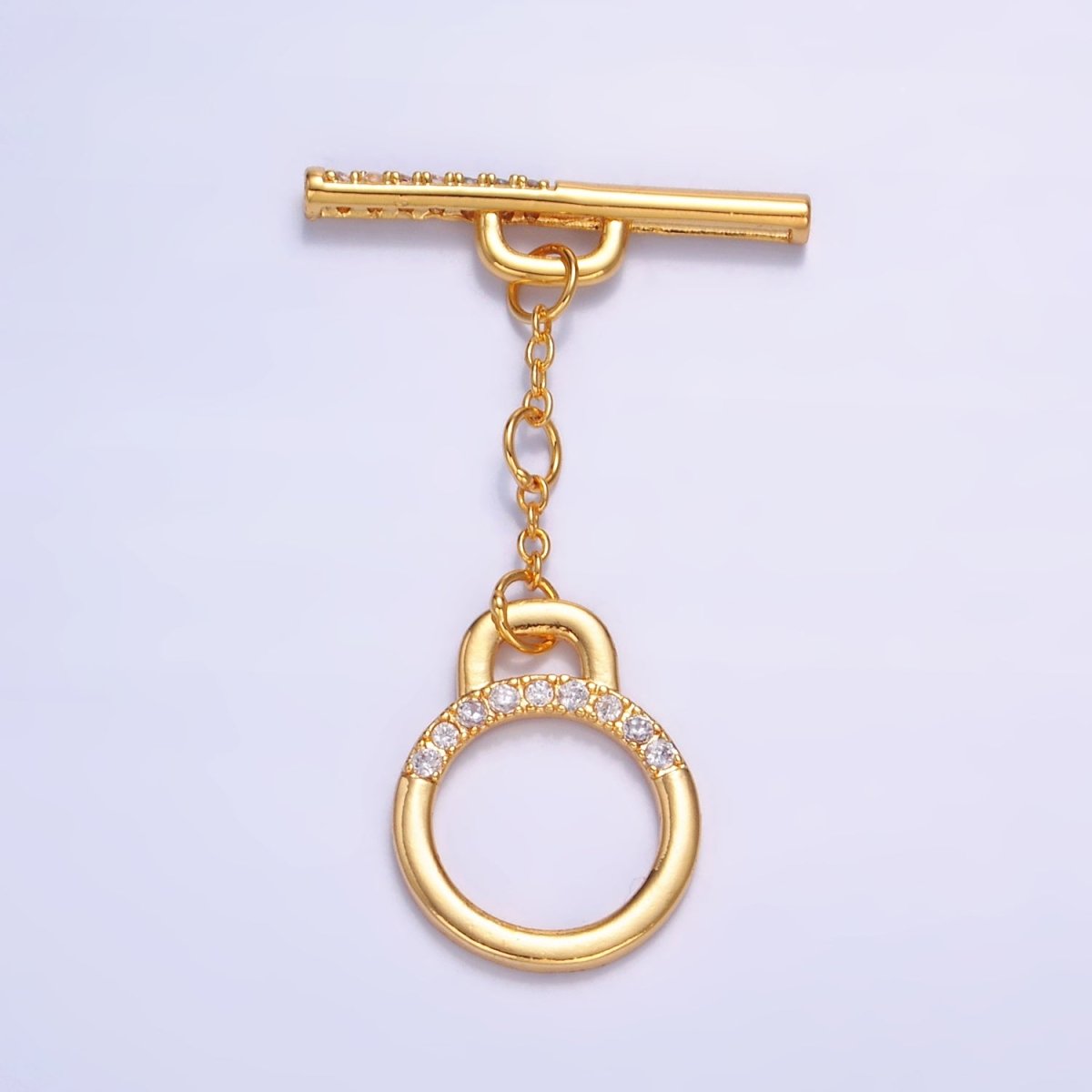 24K Gold Filled 25mm Pave Minimalist Toggle Clasps Closure Findings in Gold & Silver | Z1039 - DLUXCA