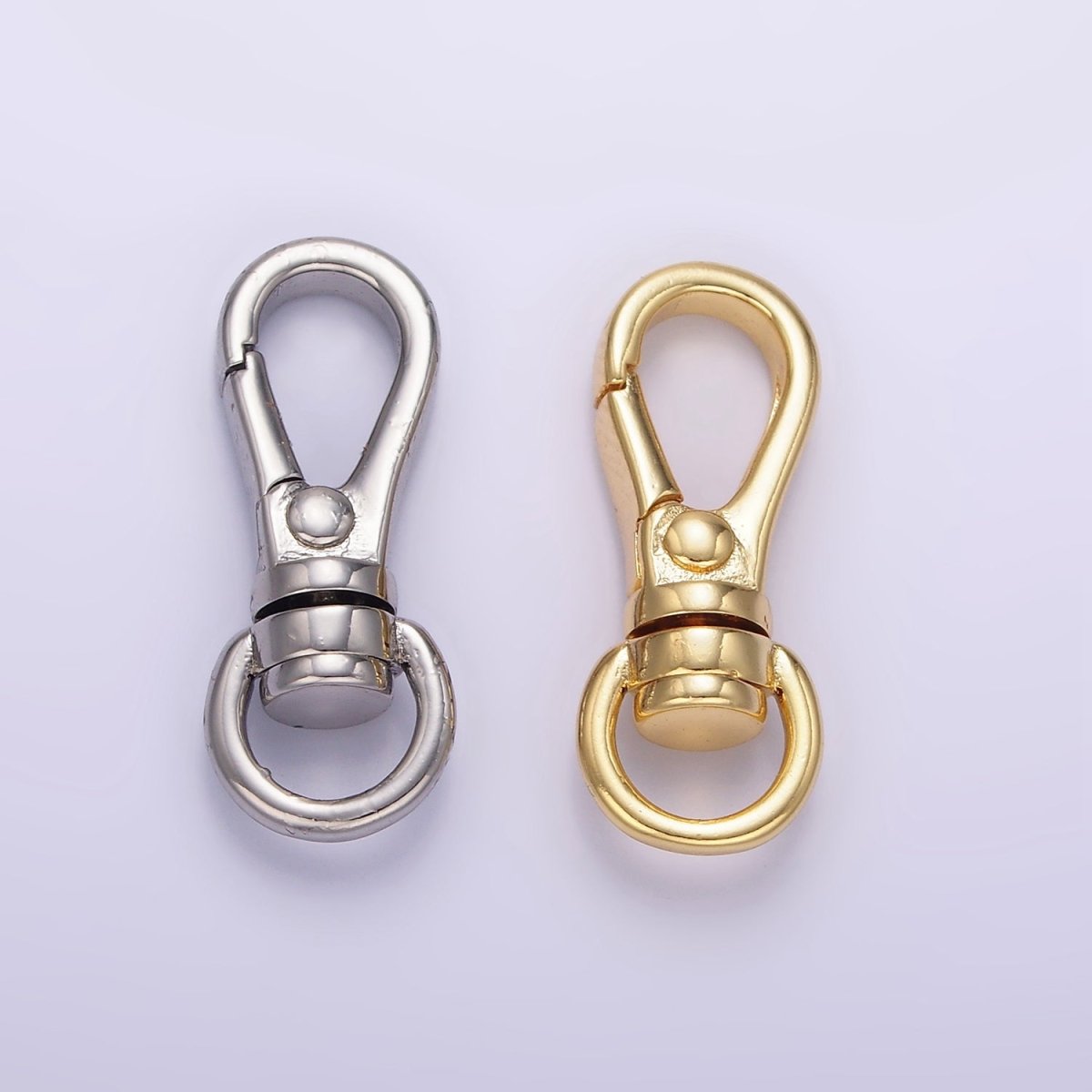 24K Gold Filled 25mm Push Spring Gate Swivel Hook Closure Findings in Gold & Silver | Z799 - DLUXCA