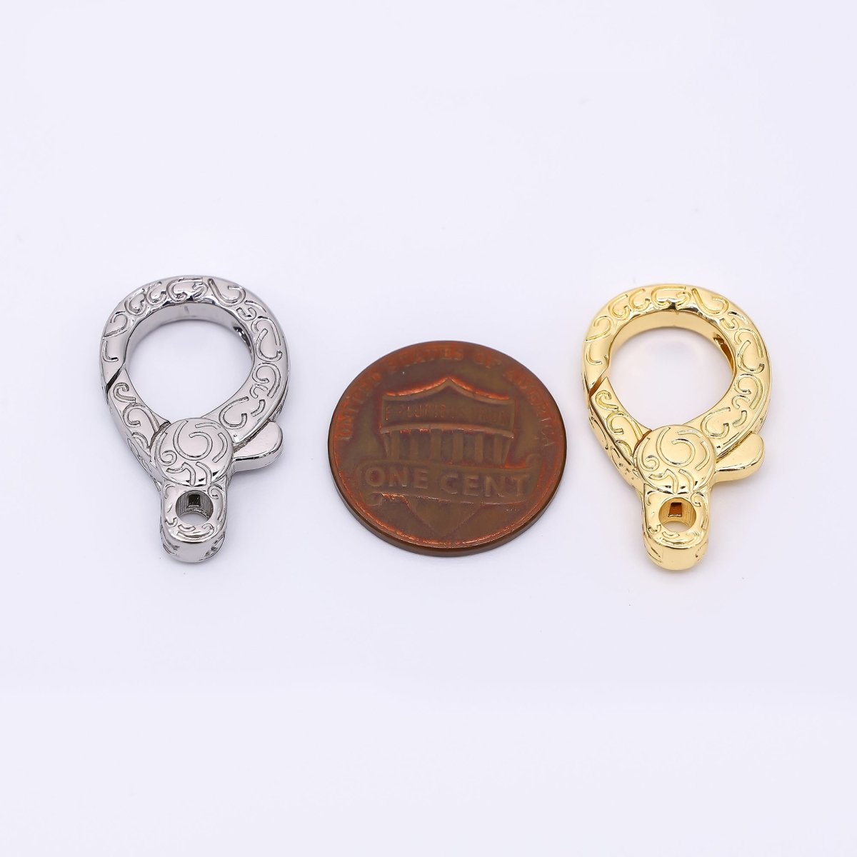 24K Gold Filled 25mm Textured Lobster Clasp Closure Findings in Gold & Silvder | Z - 1311 - DLUXCA