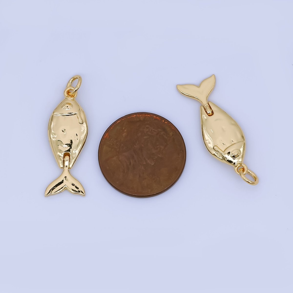 24K Gold Filled 25mm Wiggly - Tail Ocean Fish Animal Charm | AJ - 438 - DLUXCA