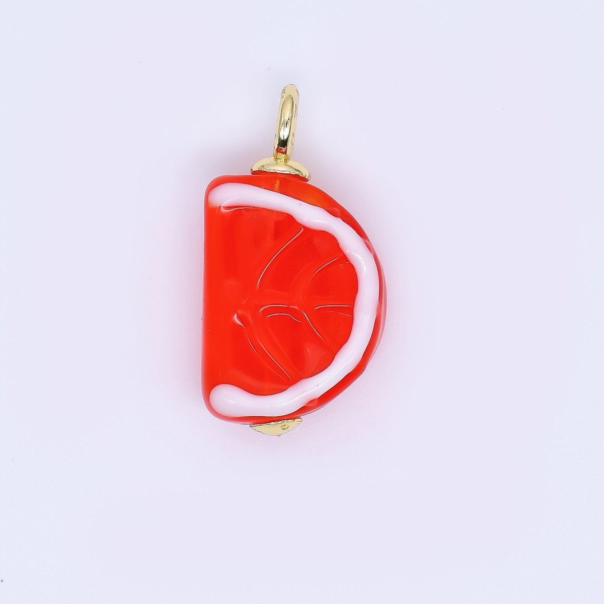24K Gold Filled 26.5mm Art Glass Slice of Summer Oranges Dainty Charm | E841 E897 - DLUXCA