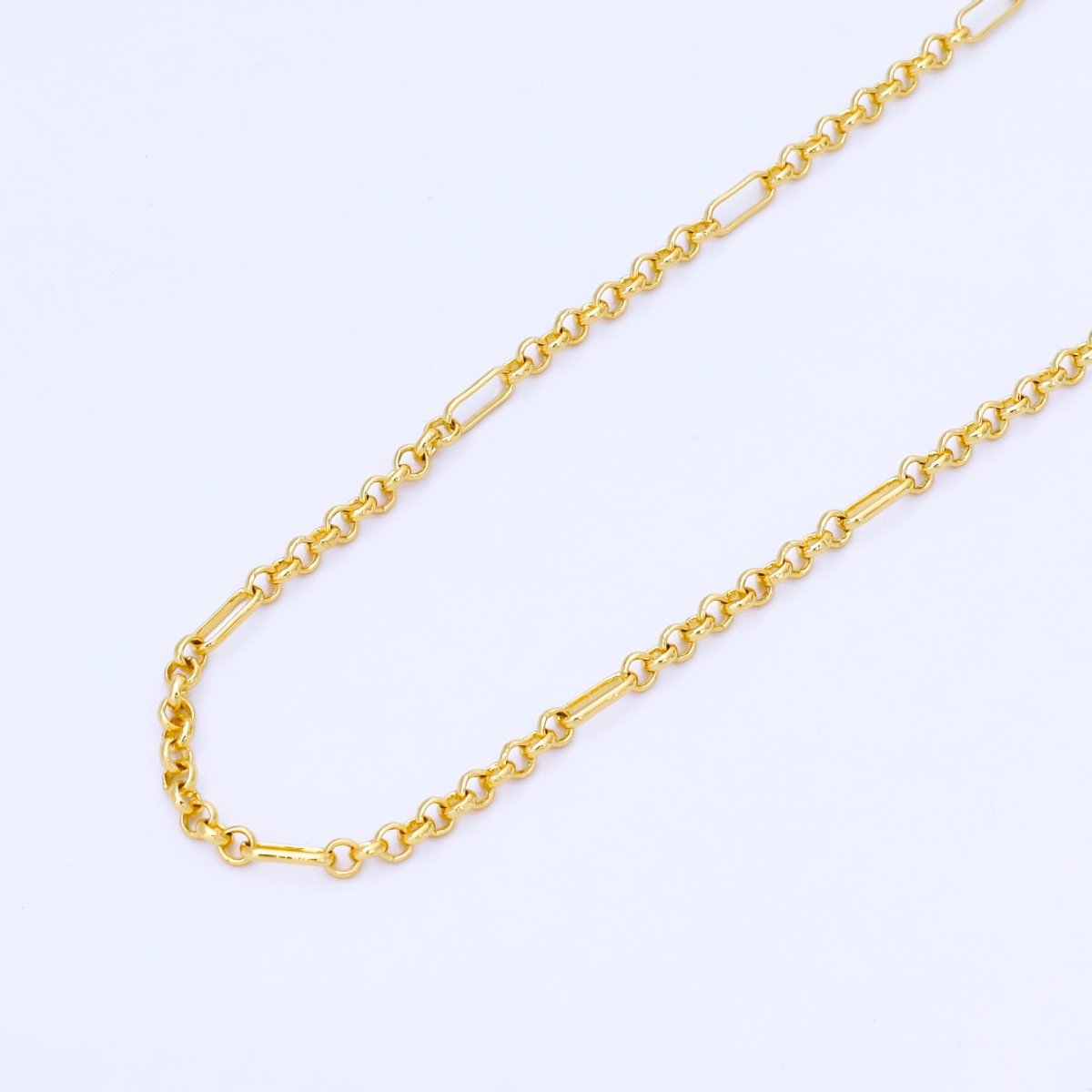 24K Gold Filled 2.6mm DaintyRolo Paperclip Unfinished Chain by Yard | Roll - 1993 - DLUXCA