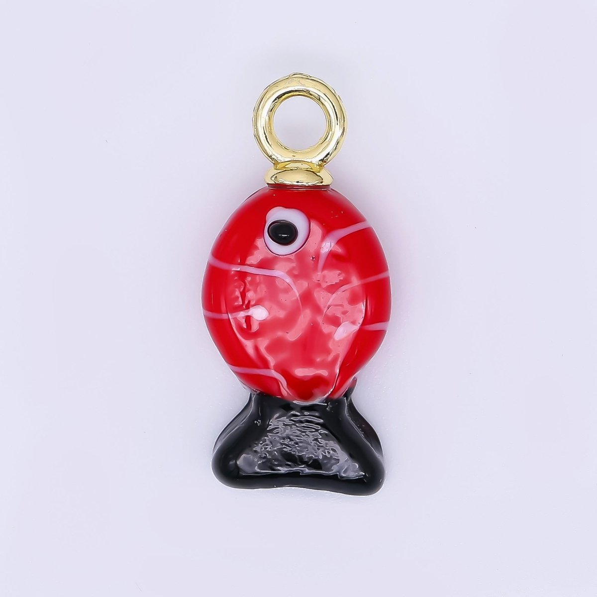 24K Gold Filled 27mm Enamel Tiny Little Fish Animal Charm | AH - 618 - AH621 - DLUXCA