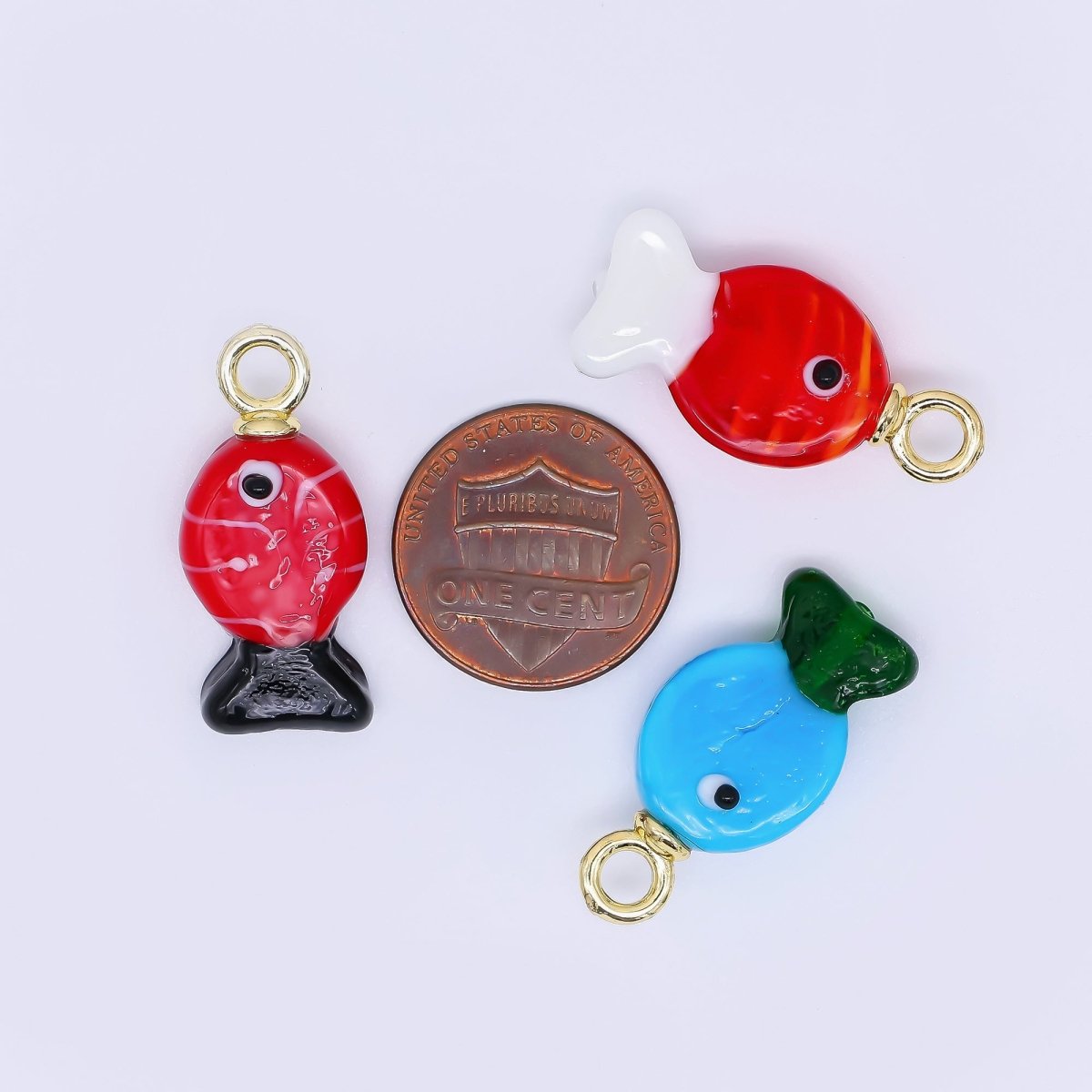 24K Gold Filled 27mm Enamel Tiny Little Fish Animal Charm | AH - 618 - AH621 - DLUXCA