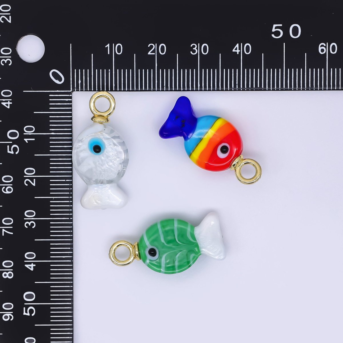 24K Gold Filled 27mm Enamel Tiny Little Fish Animal Charm | AH - 618 - AH621 - DLUXCA