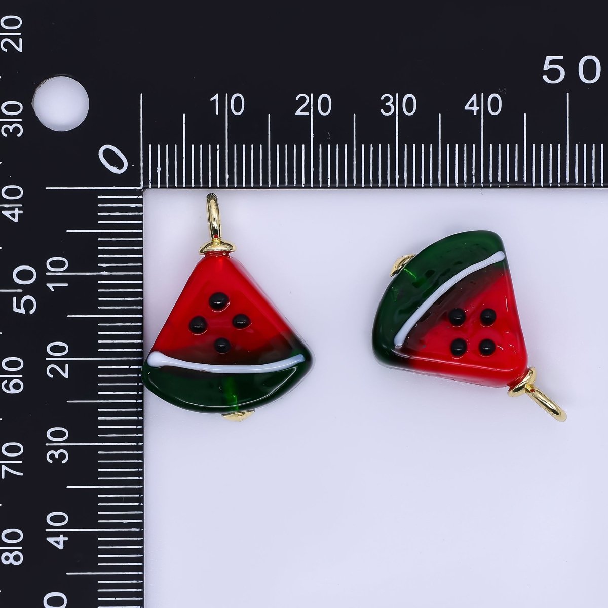 24K Gold Filled 27mm Glass Art Red Watermelon Dainty Charm | E911 - DLUXCA