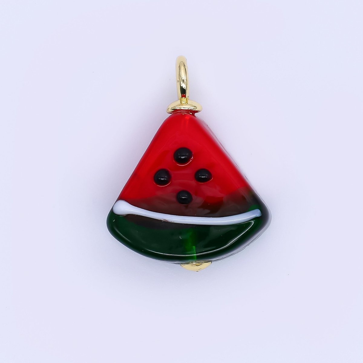 24K Gold Filled 27mm Glass Art Red Watermelon Dainty Charm | E911 - DLUXCA