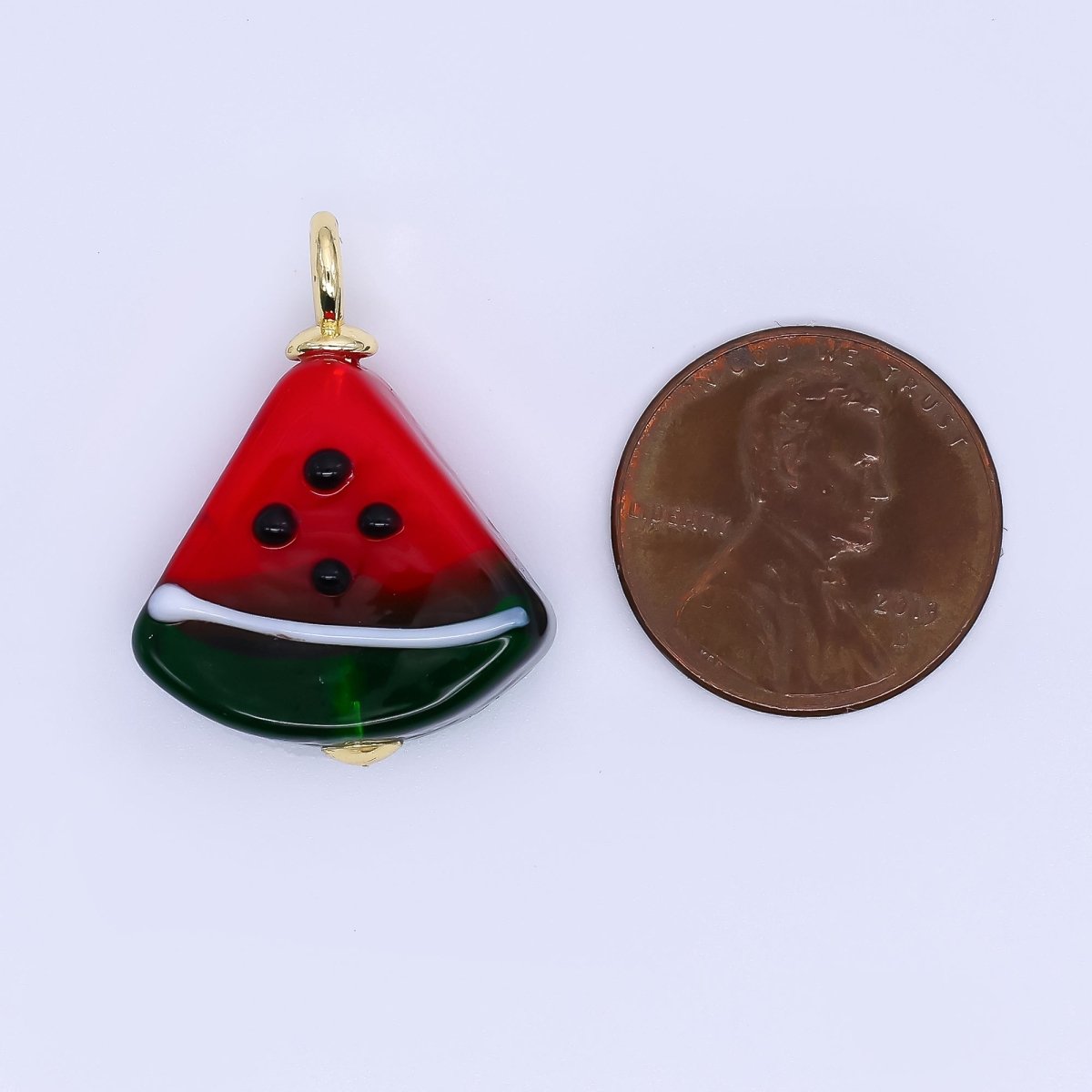 24K Gold Filled 27mm Glass Art Red Watermelon Dainty Charm | E911 - DLUXCA