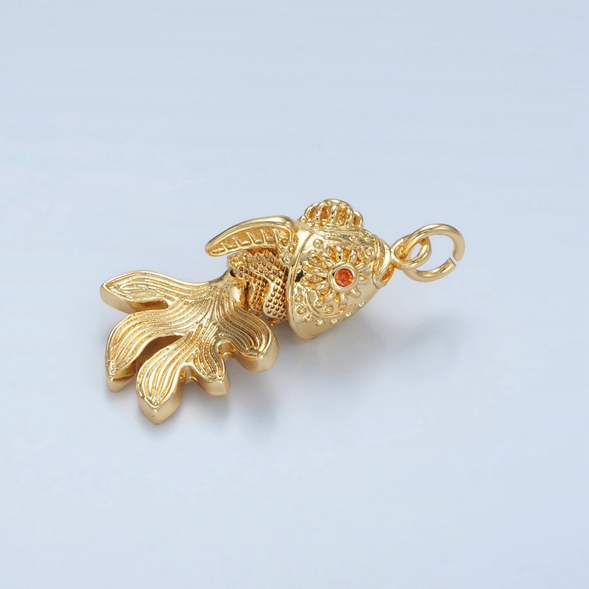 24K Gold Filled 27mm Gold Fish Artisan Multidimensional Pet Animal Charm | E226 - DLUXCA