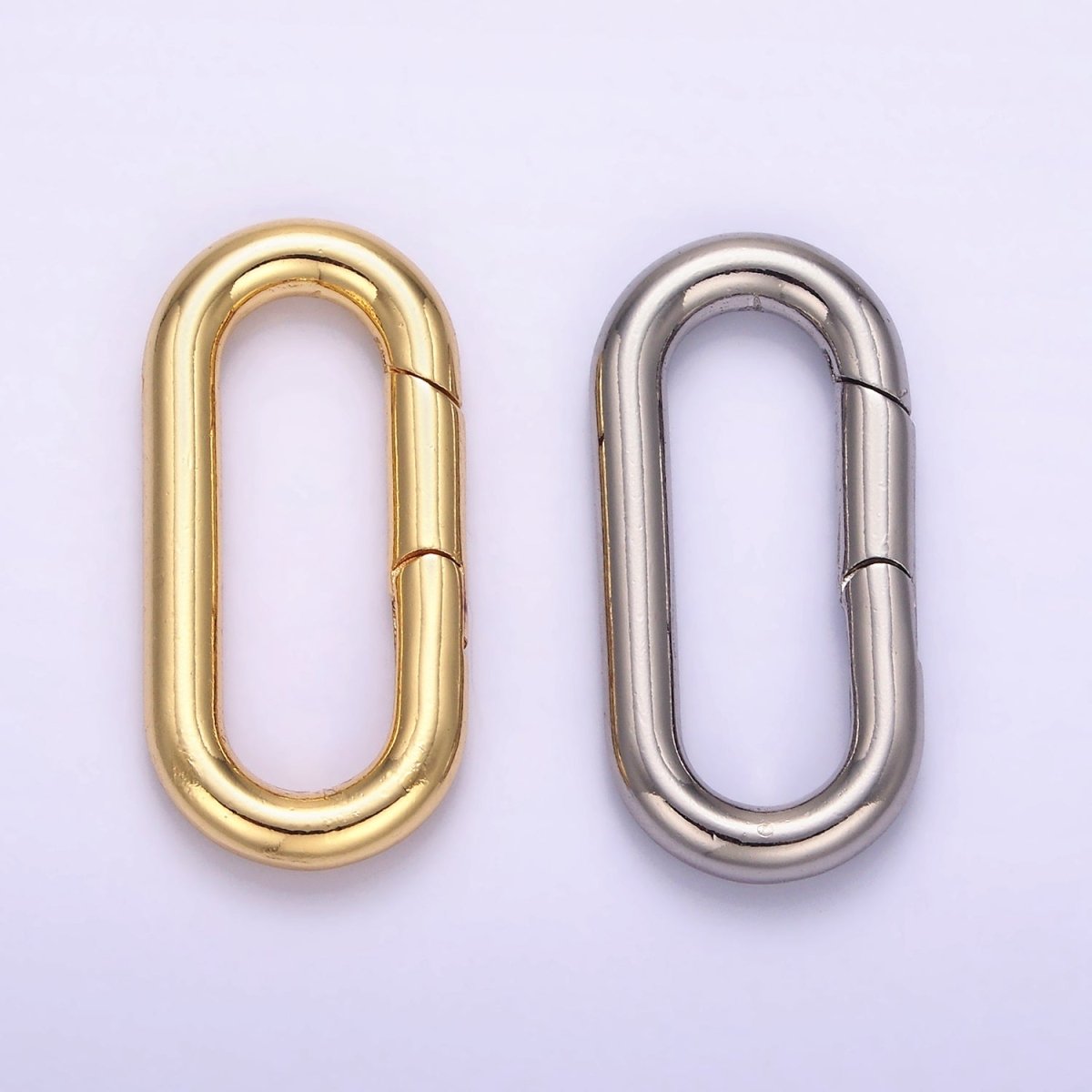 24K Gold Filled 27mm Rectangular Push Spring Gate Ring Closure in Silver & Gold | L080 - DLUXCA