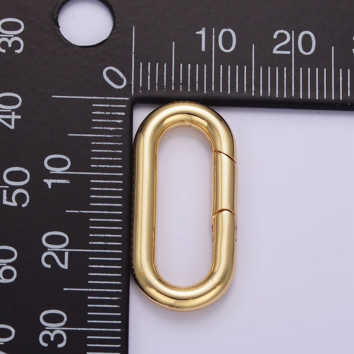 24K Gold Filled 27mm Rectangular Push Spring Gate Ring Closure in Silver & Gold | L080 - DLUXCA