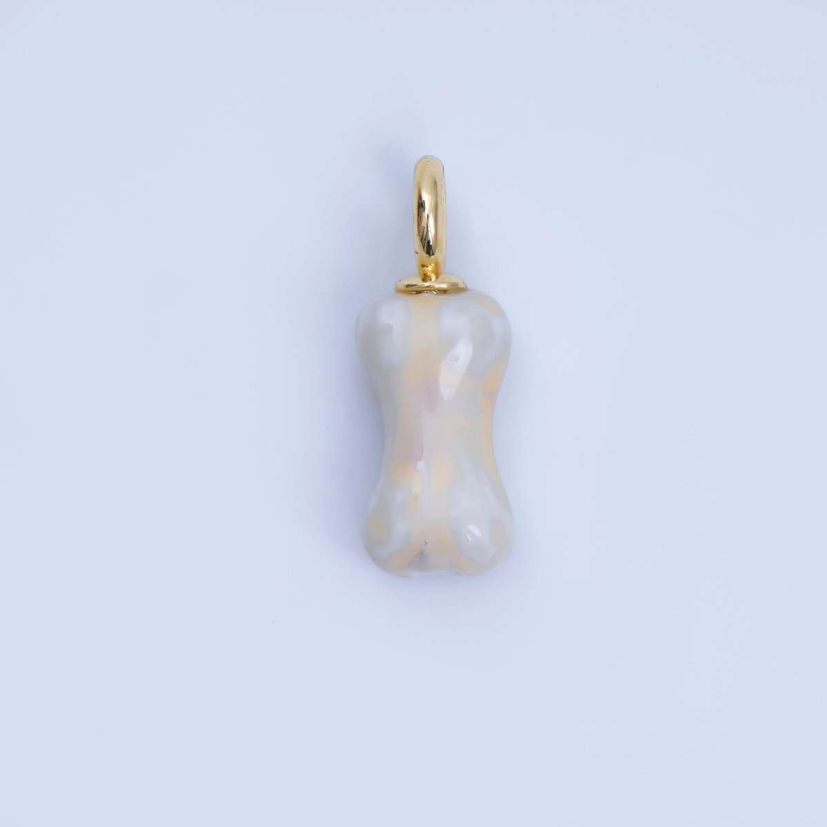 24K Gold Filled 27mm Teal, White, Brown Ceramic Dog's Bone Charm | AF1257 AF1258 - DLUXCA