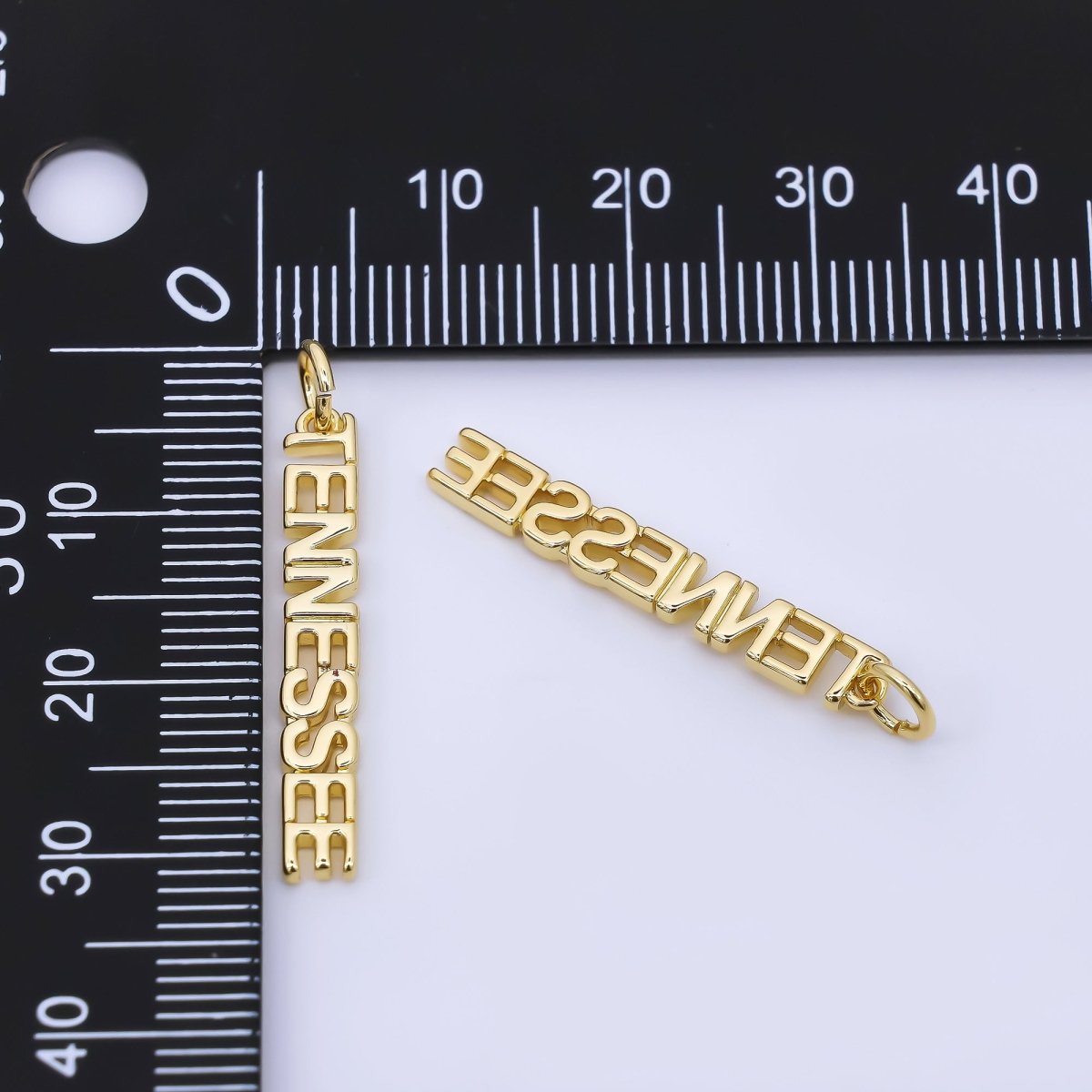 24K Gold Filled 27mm "Tennessee" City Script Minimalist Charm | AF1244 - DLUXCA