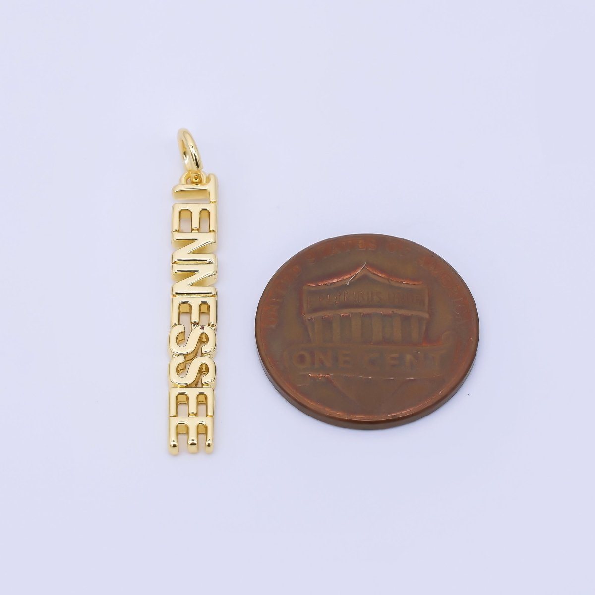 24K Gold Filled 27mm "Tennessee" City Script Minimalist Charm | AF1244 - DLUXCA