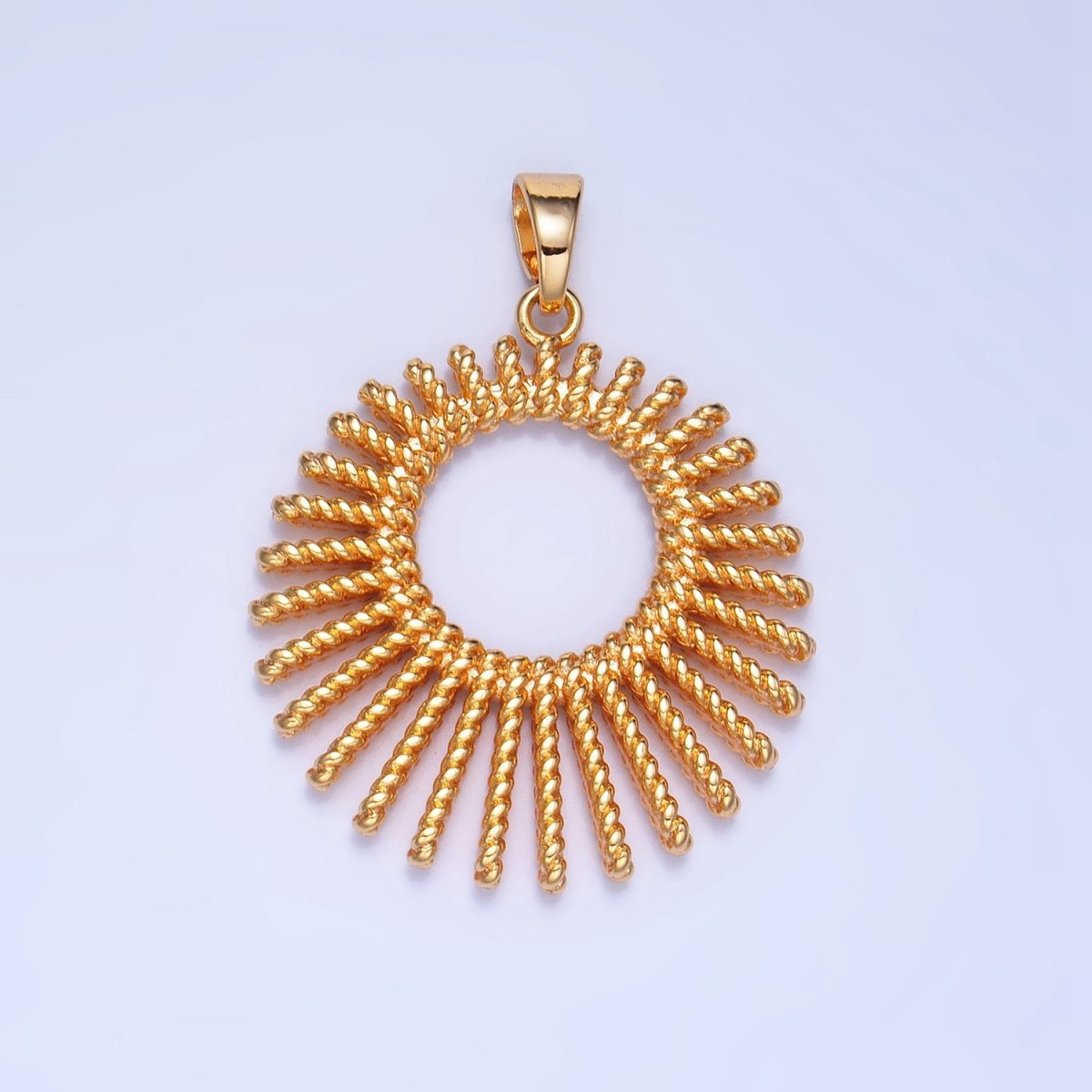 24K Gold Filled 28mm Celestial Sun Ray Croissant Circular Pendant in Gold & Silver | AA995 - DLUXCA