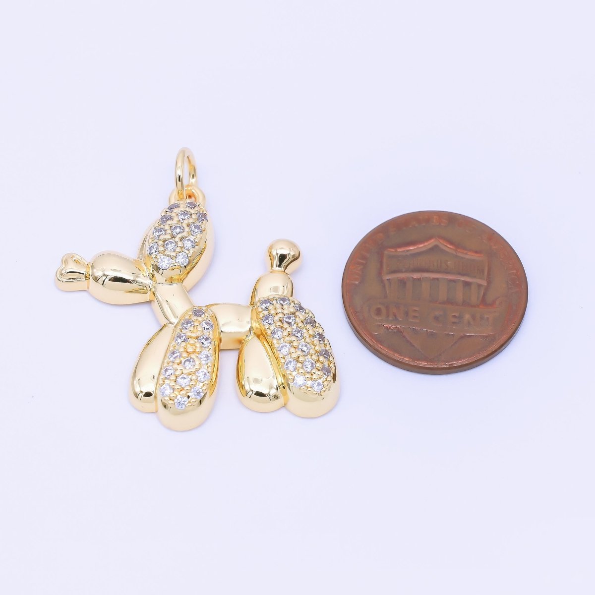 24K Gold Filled 28mm Micro Paved CZ Pinata Party Horse Balloon Animal Charm | AF1307 - DLUXCA