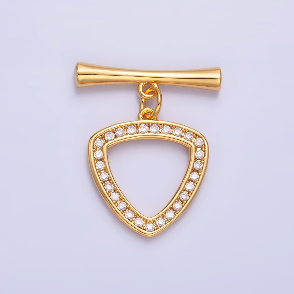 24K Gold Filled 28mm Micro Paved CZ Triangle Toggle Clasps Closure Findings in Gold & Silver | Z1032 - DLUXCA