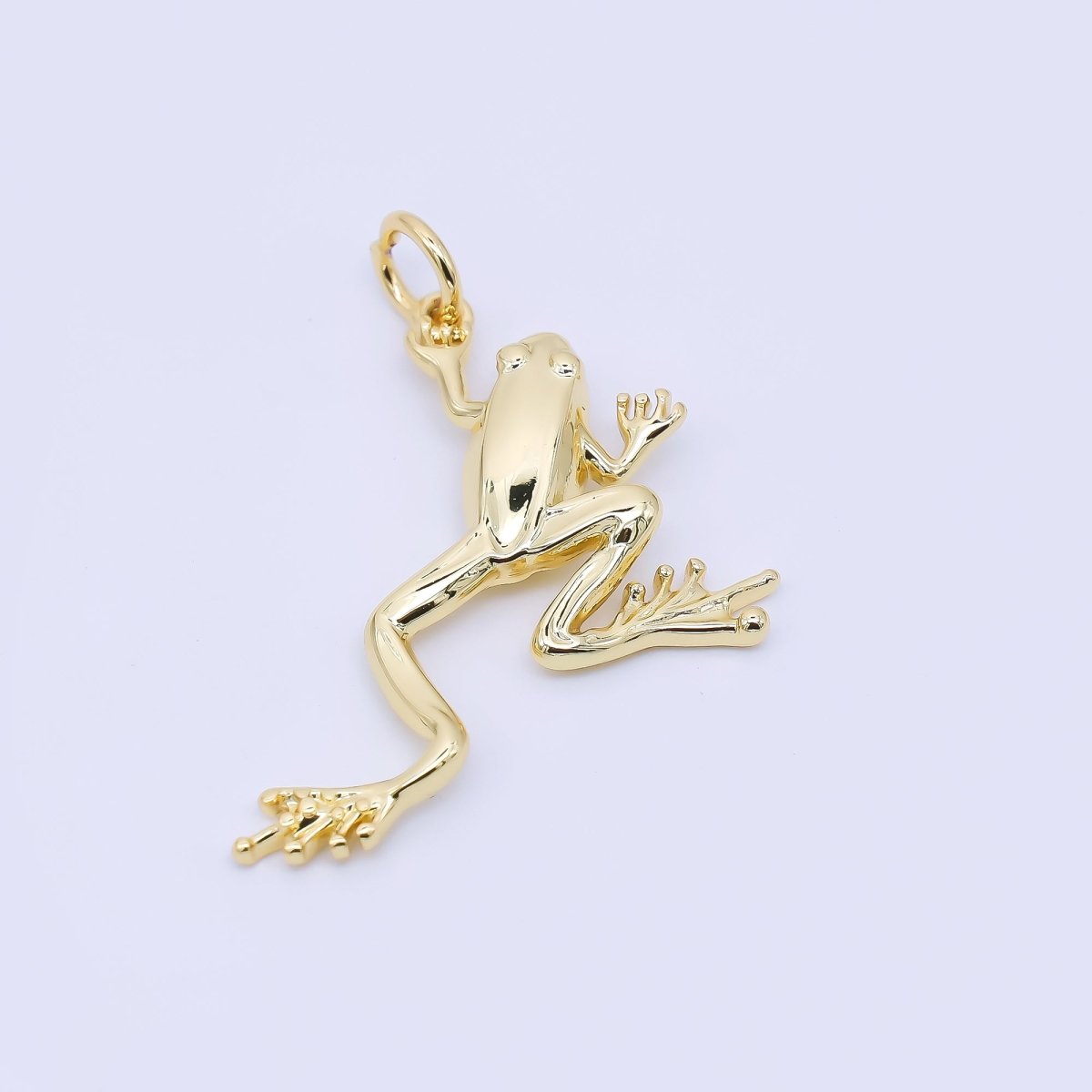 24K Gold Filled 28mm Minimalist Jumping Frog Animals 3D Multidimensional Charm | AF1245 - DLUXCA