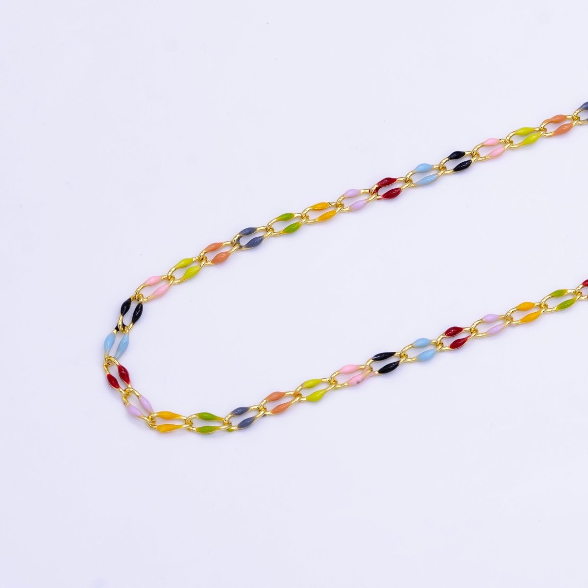 24K Gold Filled 2.8mm Multicolor Enamel Unfinished Chain | Roll-1514 - DLUXCA