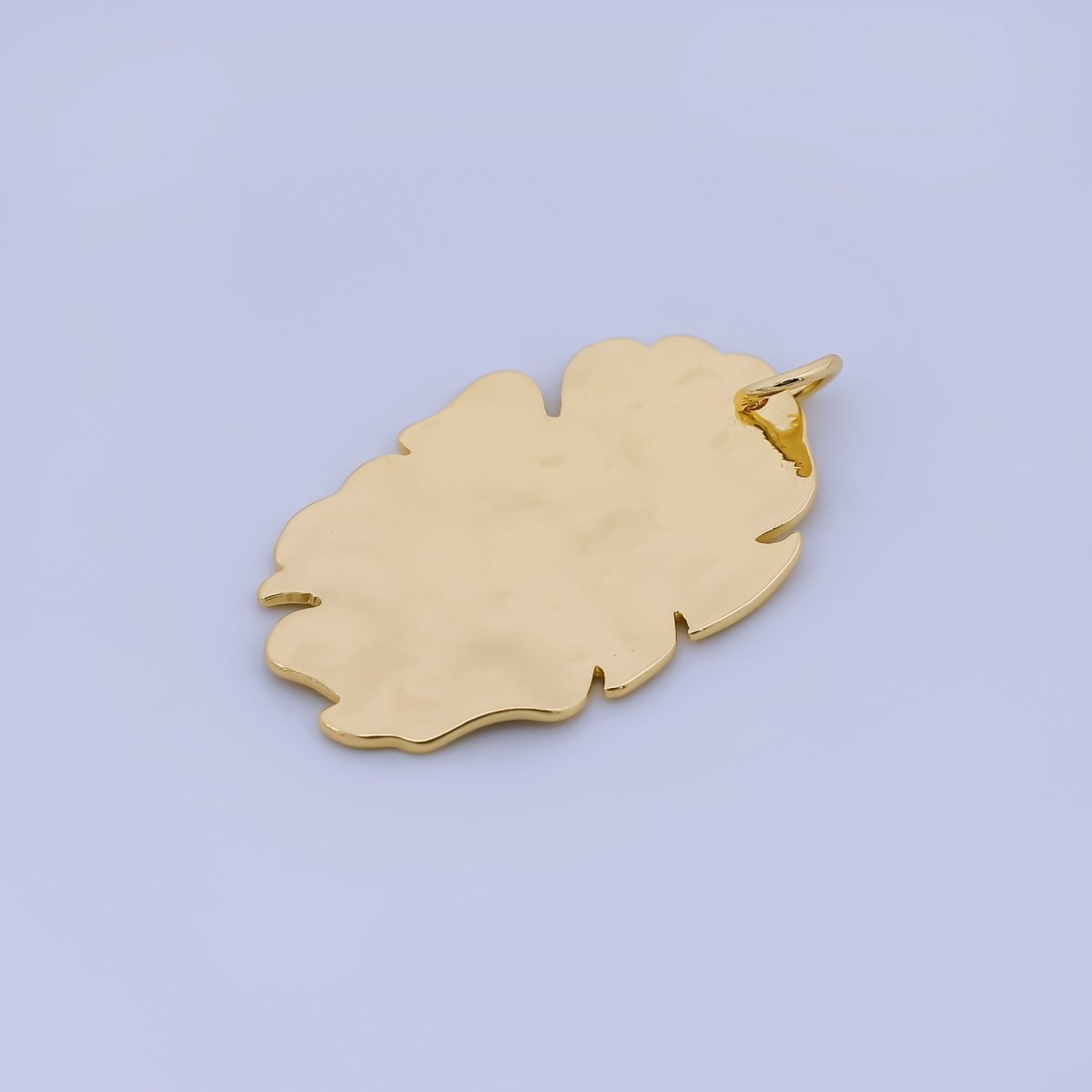 24K Gold Filled 28mm Polished Flat Dry Leaf Freeform Charm | AC1595 - DLUXCA