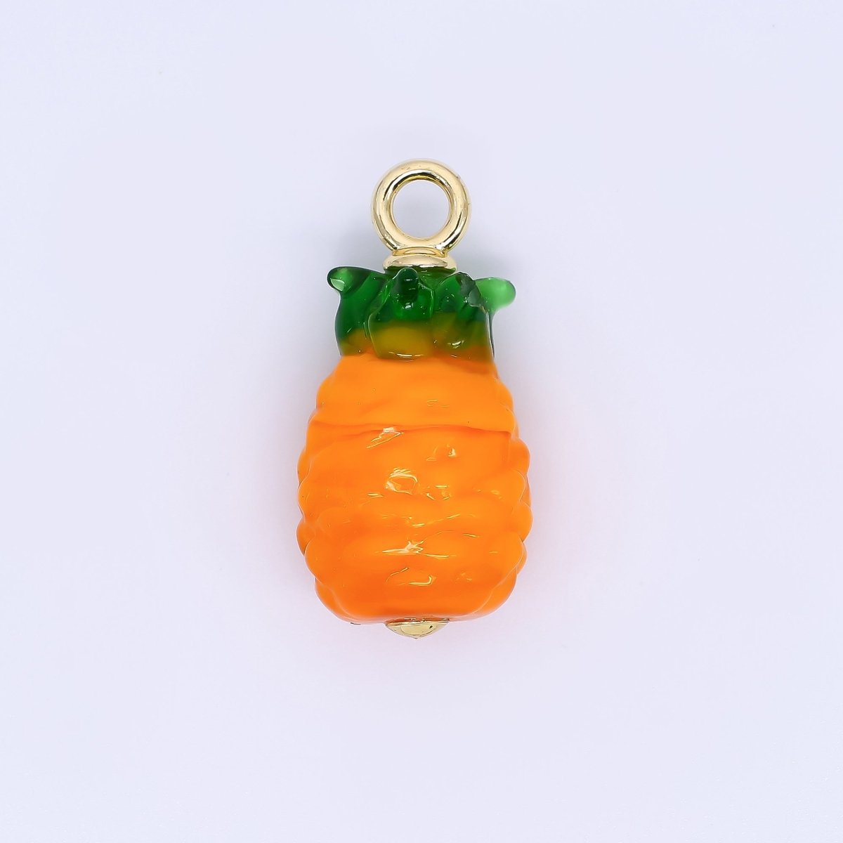 24K Gold Filled 29mm Art Glass Charm Pineapple Dainty Charm | E910 - DLUXCA
