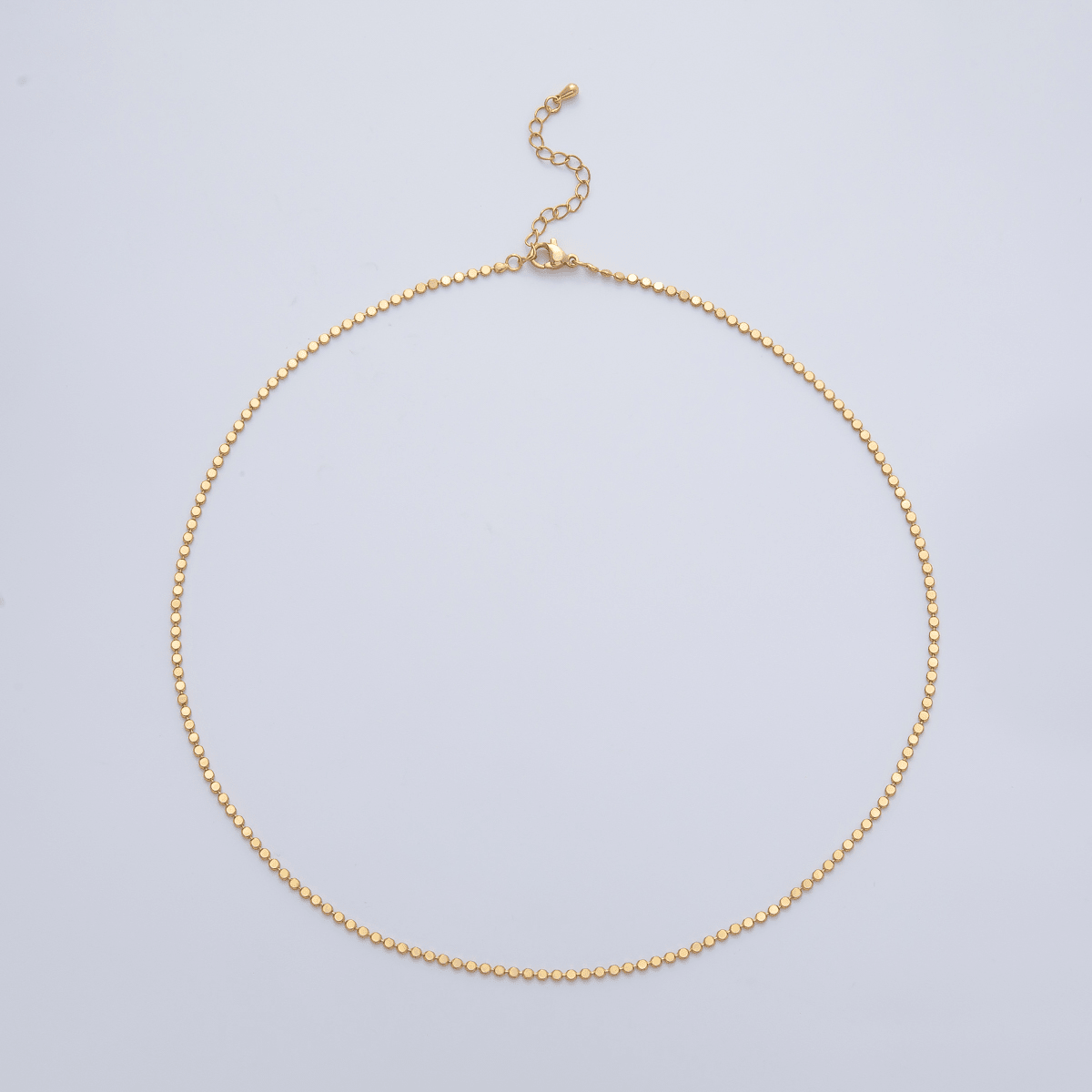 24K Gold Filled 2mm Bead Chain 14.5 Inches Necklace w. Extender | WA - 4000 - DLUXCA