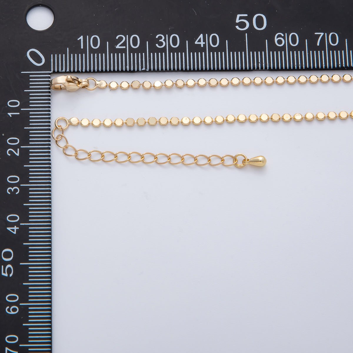 24K Gold Filled 2mm Bead Chain 18 Inches Necklace w. Extender | WA - 1181 - DLUXCA