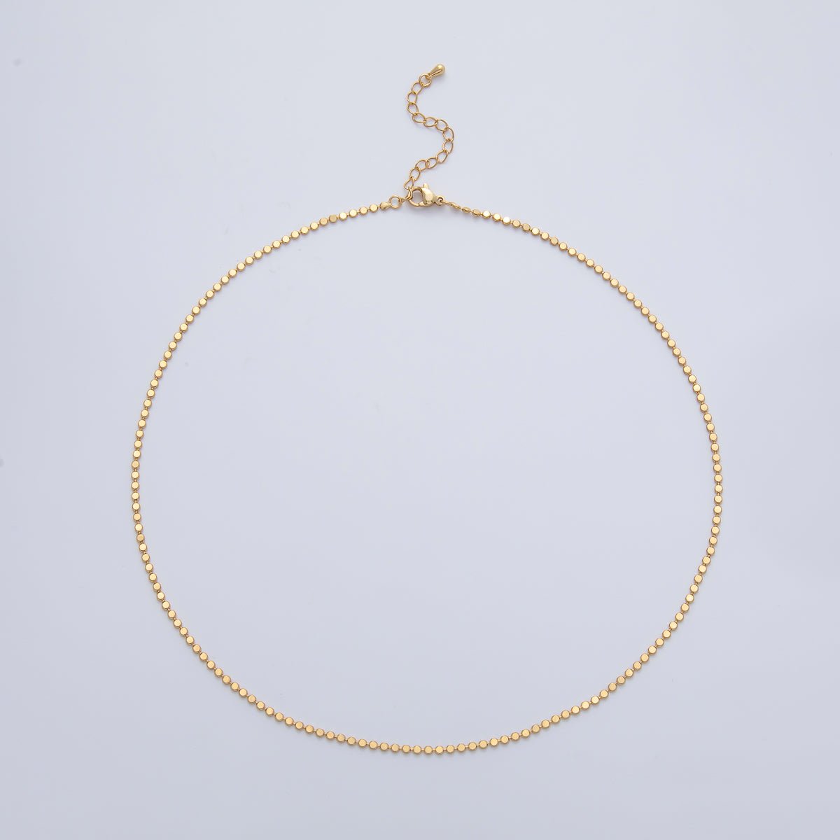 24K Gold Filled 2mm Bead Chain 18 Inches Necklace w. Extender | WA - 1181 - DLUXCA