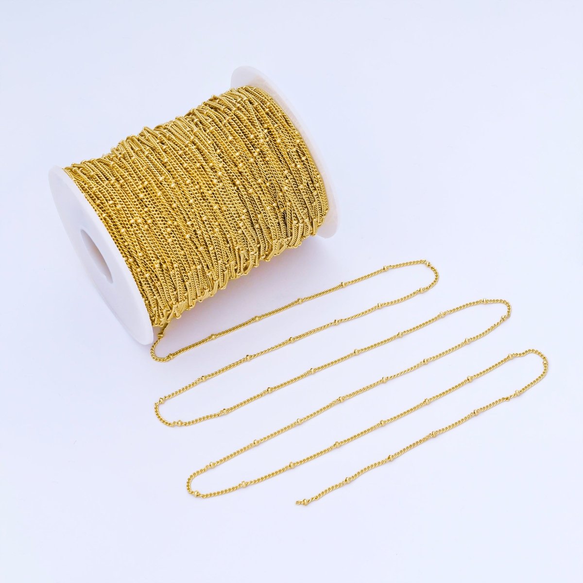 24K Gold Filled 2mm Dainty Satellite Unfinished Chain by Yard | Roll - 1738 - DLUXCA