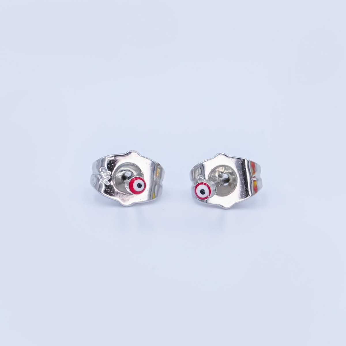 24K Gold Filled 2mm Evil Eye Round Mini Enamel Stud Earrings in Gold & Silver | AB1006 - AB1008 - DLUXCA