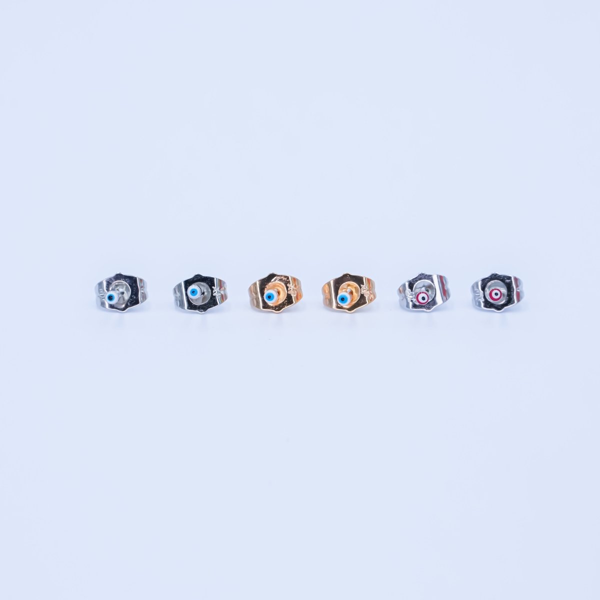24K Gold Filled 2mm Evil Eye Round Mini Enamel Stud Earrings in Gold & Silver | AB1006 - AB1008 - DLUXCA