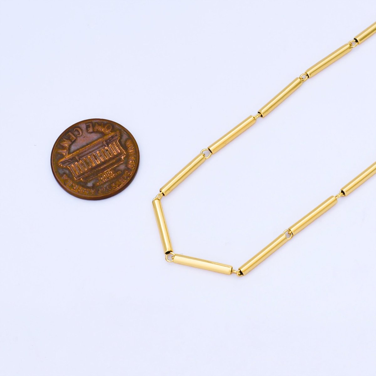 24K Gold Filled 2mm Minimalist Tube Unfinished Chain by Yard | Roll - 2003 - DLUXCA