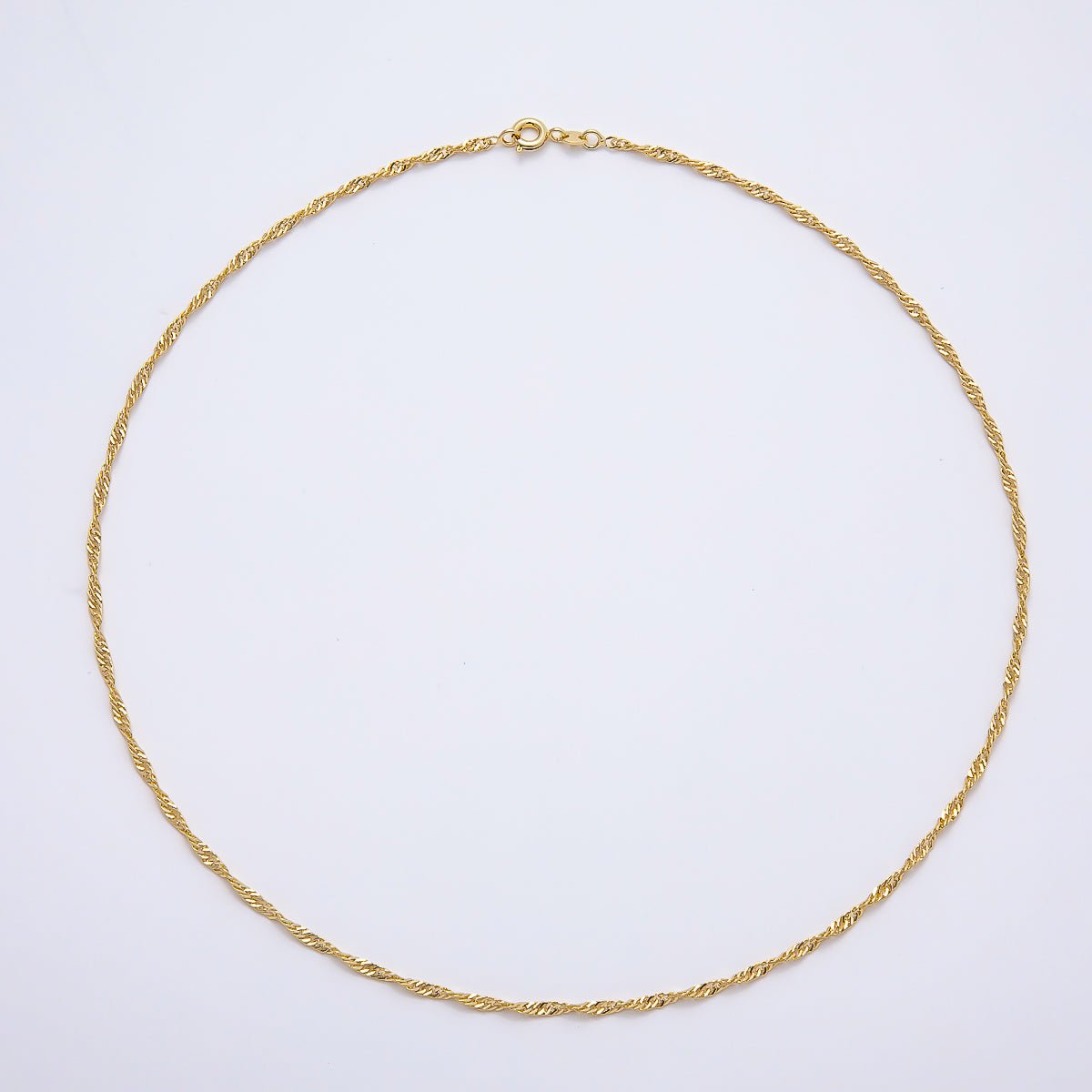 24K Gold Filled 2mm Minimalist Twist Singapore Chain 18 Inch Necklace | WA-00184 - DLUXCA
