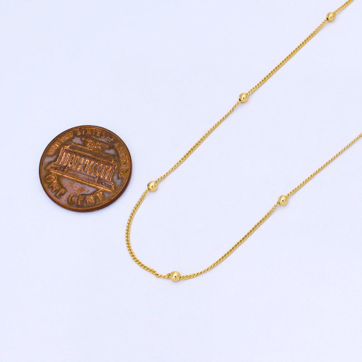24K Gold Filled 2mm Satellite Curb Unfinished Chain by Yard | Roll - 1998 - DLUXCA