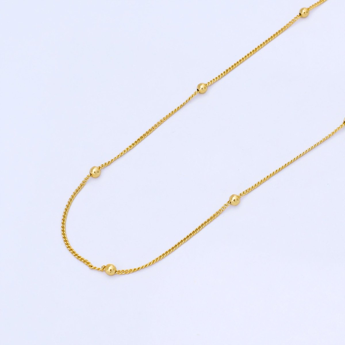 24K Gold Filled 2mm Satellite Curb Unfinished Chain by Yard | Roll - 1998 - DLUXCA