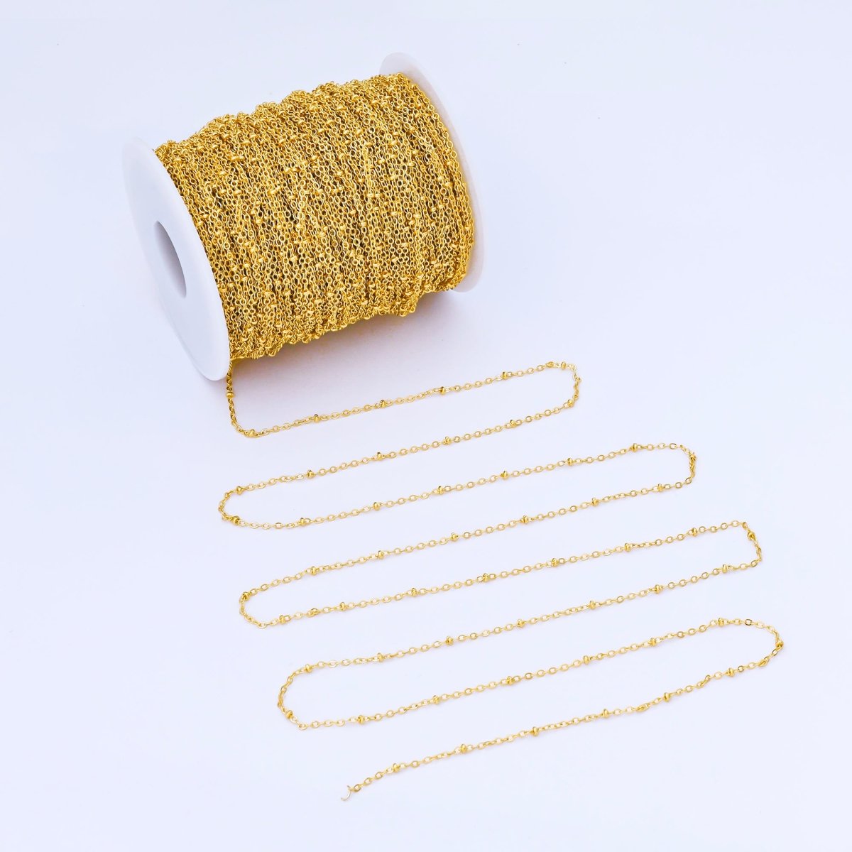 24K Gold Filled 2mm Satellite Minimalist Unfinished Chain by Yard | Roll - 2000 - DLUXCA