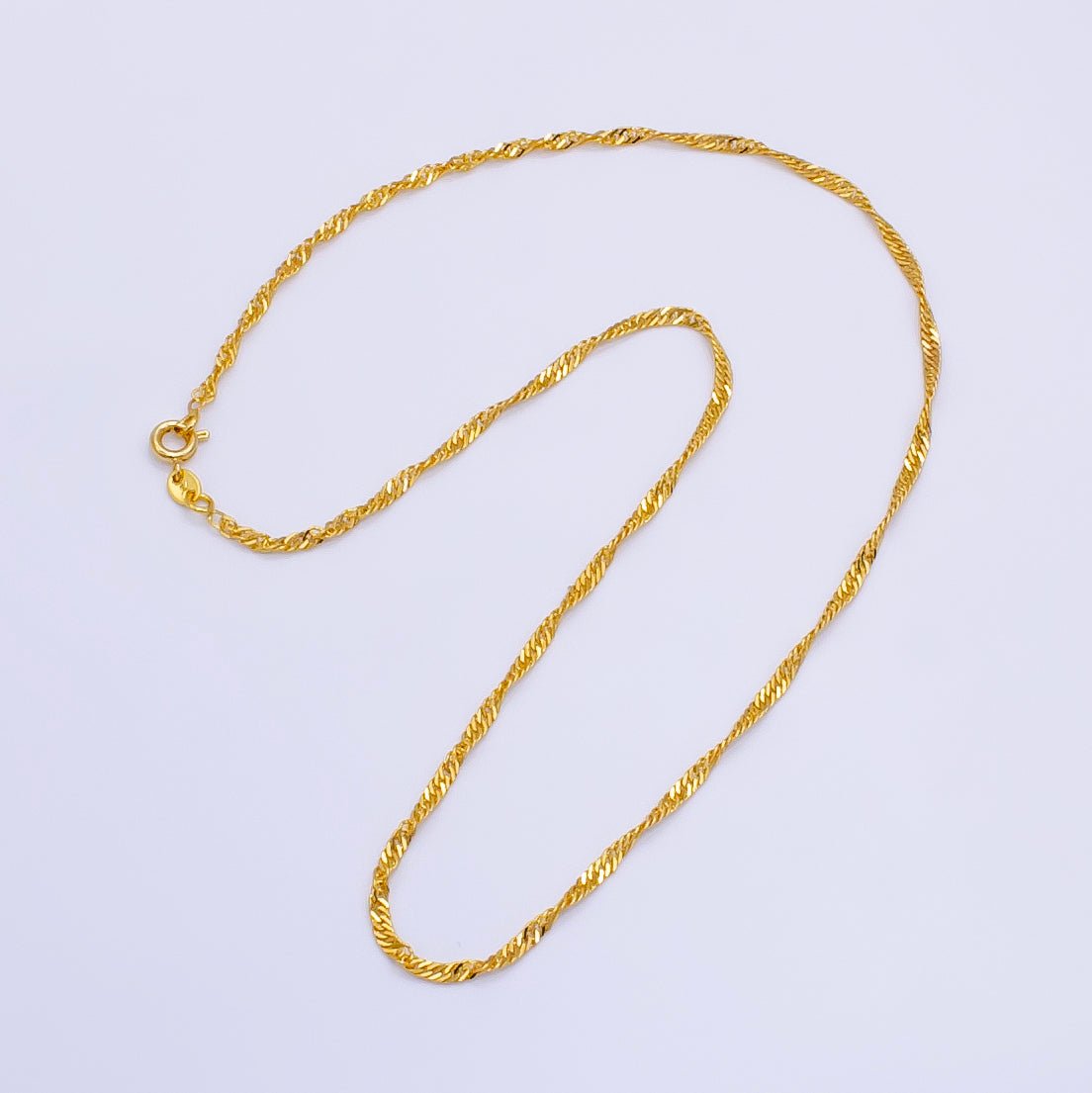 24K Gold Filled 2mm Singapore Chain 16 Inch Choker Necklace | WA-2496 - DLUXCA