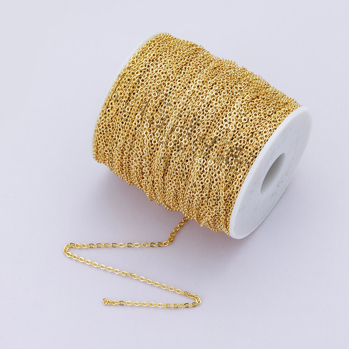 24K Gold Filled 2mm Standard Minimalist Cable Unfinished Chain by Yard | Roll - 01865 - DLUXCA