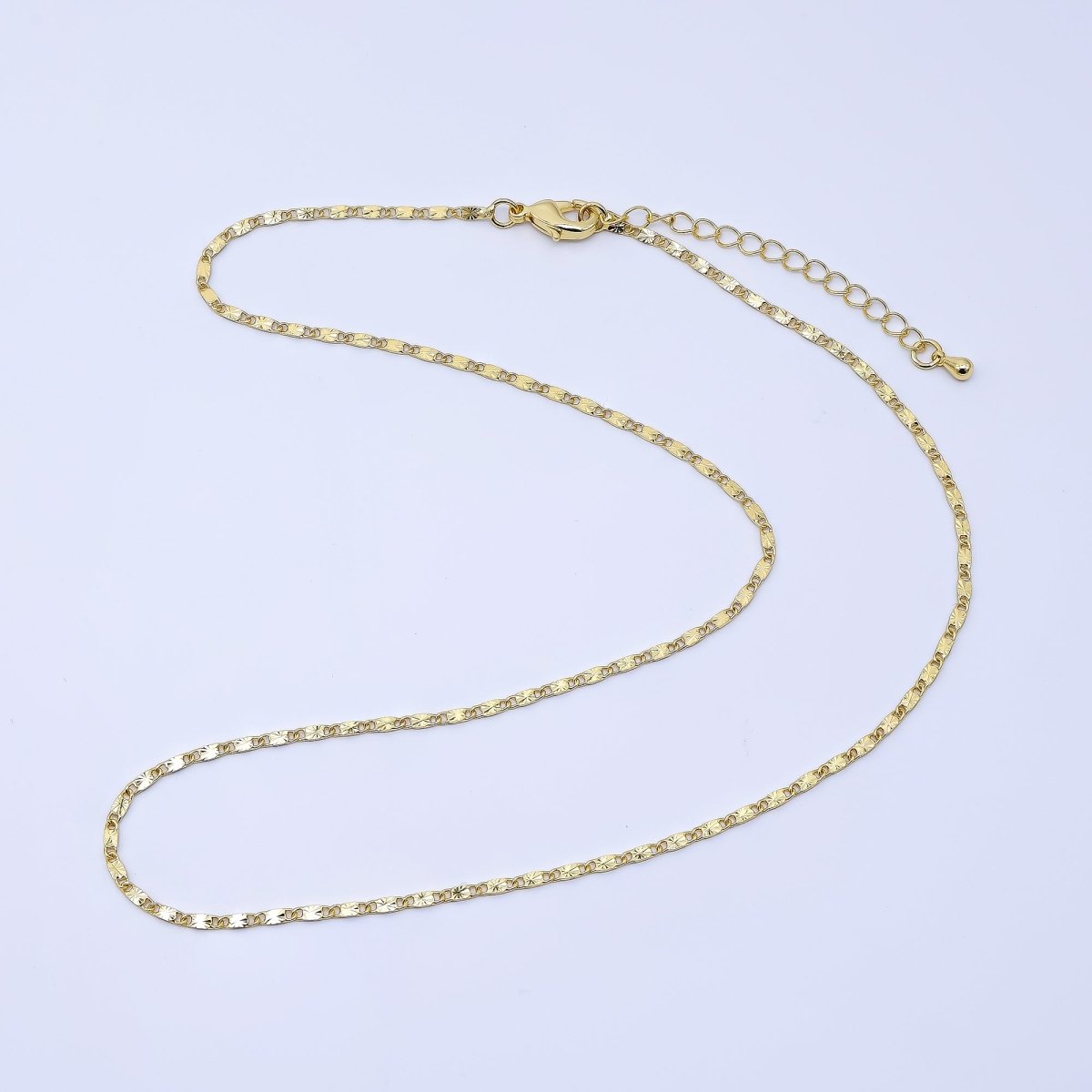 24K Gold Filled 2mm Sunburst Mariner Anchor Chain 18 Inch Necklace | WA - 4017 - DLUXCA