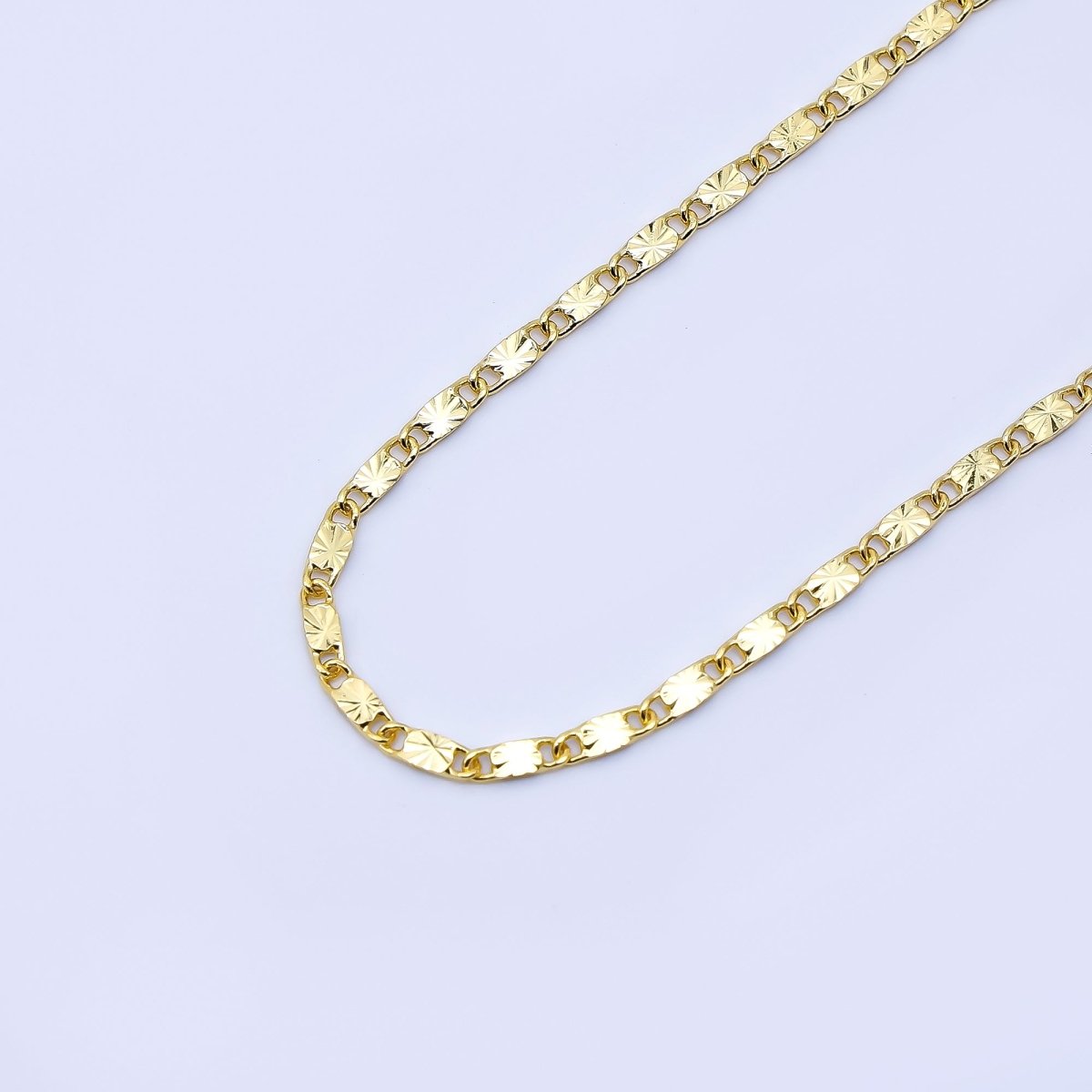24K Gold Filled 2mm Sunburst Mariner Anchor Chain 18 Inch Necklace | WA - 4017 - DLUXCA