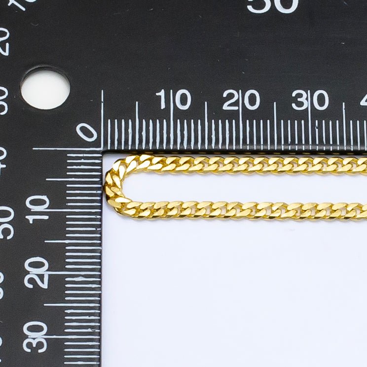 24K Gold Filled 2mm Thin Cuban Chain by Yard | ROLL - 1534 - DLUXCA