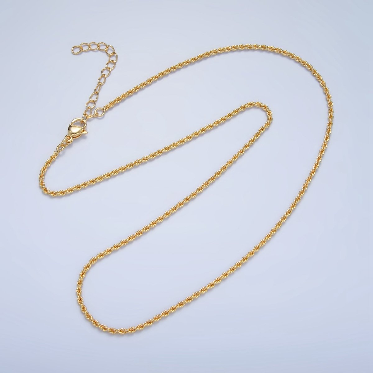 24K Gold Filled 2mm Twisted Rope Chain 18 Inch Necklace | WA - 2642 - DLUXCA